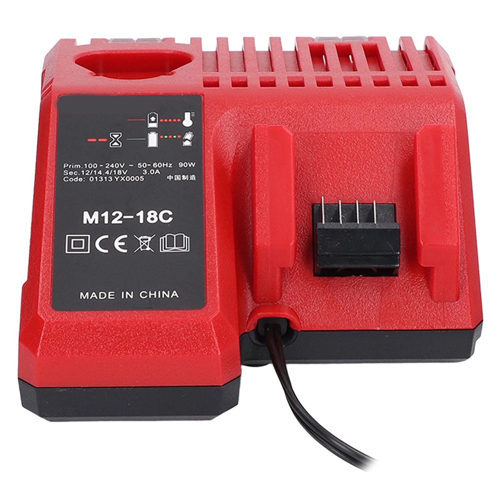 Plastic Lithium Battery Charger Red Black Housing Wall Mount Battery Pack Charger Charging Indicator US Plug