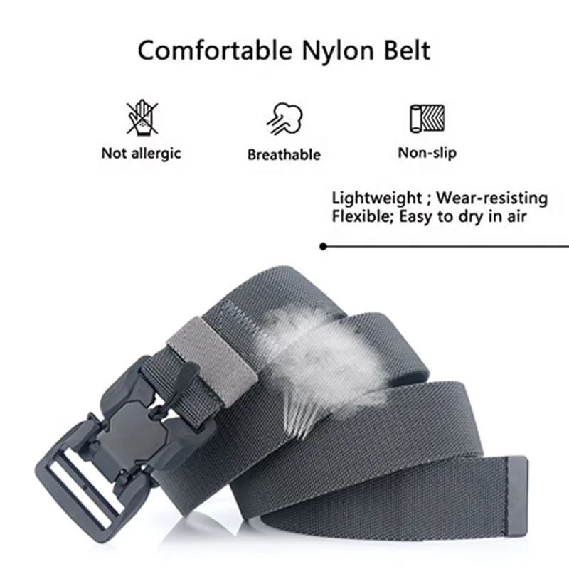 Men\'s Military Tactical Belt Quick Release Magnetic Buckle Army Outdoor Hunting Multi Function Canvas Nylon Waist Belts Strap