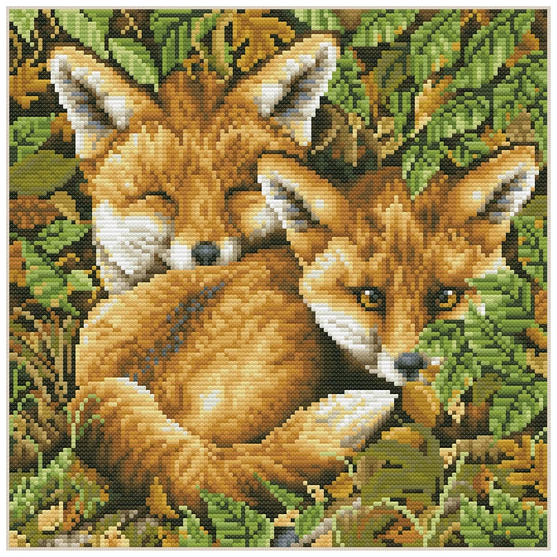 

Two Foxes in the Bush Patterns Counted Cross Stitch Set DIY Handmade 11CT 14CT 16CT 18CT Cross Stitch Kit Embroidery Needlework