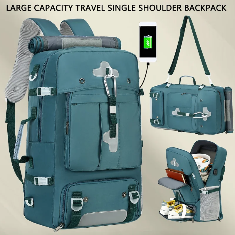 

Large capacity portable backpack, airline approved shoe compartment backpack, 17 inch laptop backpack, business work gym weekend