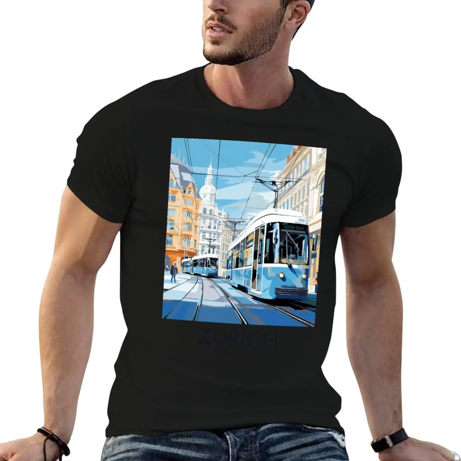 A Pop Art Travel Print of Zurich - Switzerland T-Shirt graphic t shirt vintage designer shirts cute clothes t shirts for men