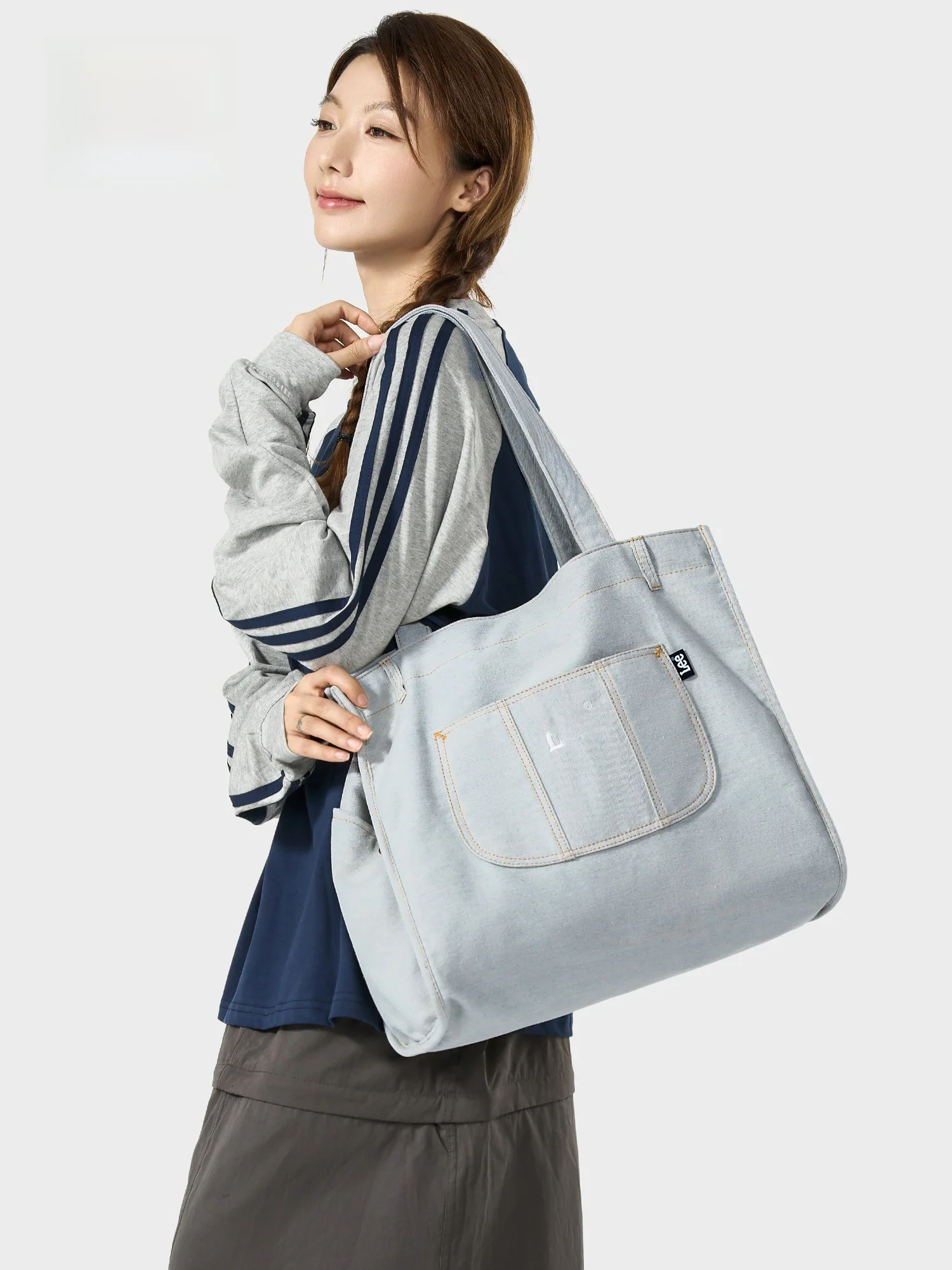 Bolso de mano de mezclilla ligero, bolso de hombro individual de gran capacidad para mujer, Ideal para desplazamientos y clases, Ci Sle de moda