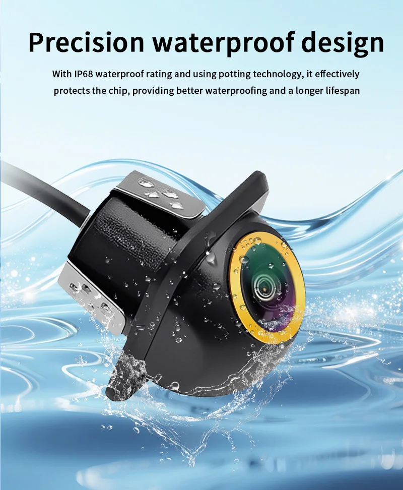 AHD 1080P/720P Fisheye Auto-Rückfahrkamera 170° ° Ultra-Weitwinkel HD Nachtsicht IP68 Wasserdichte Universelle Fahrzeug-Parkkamera – Detail 8