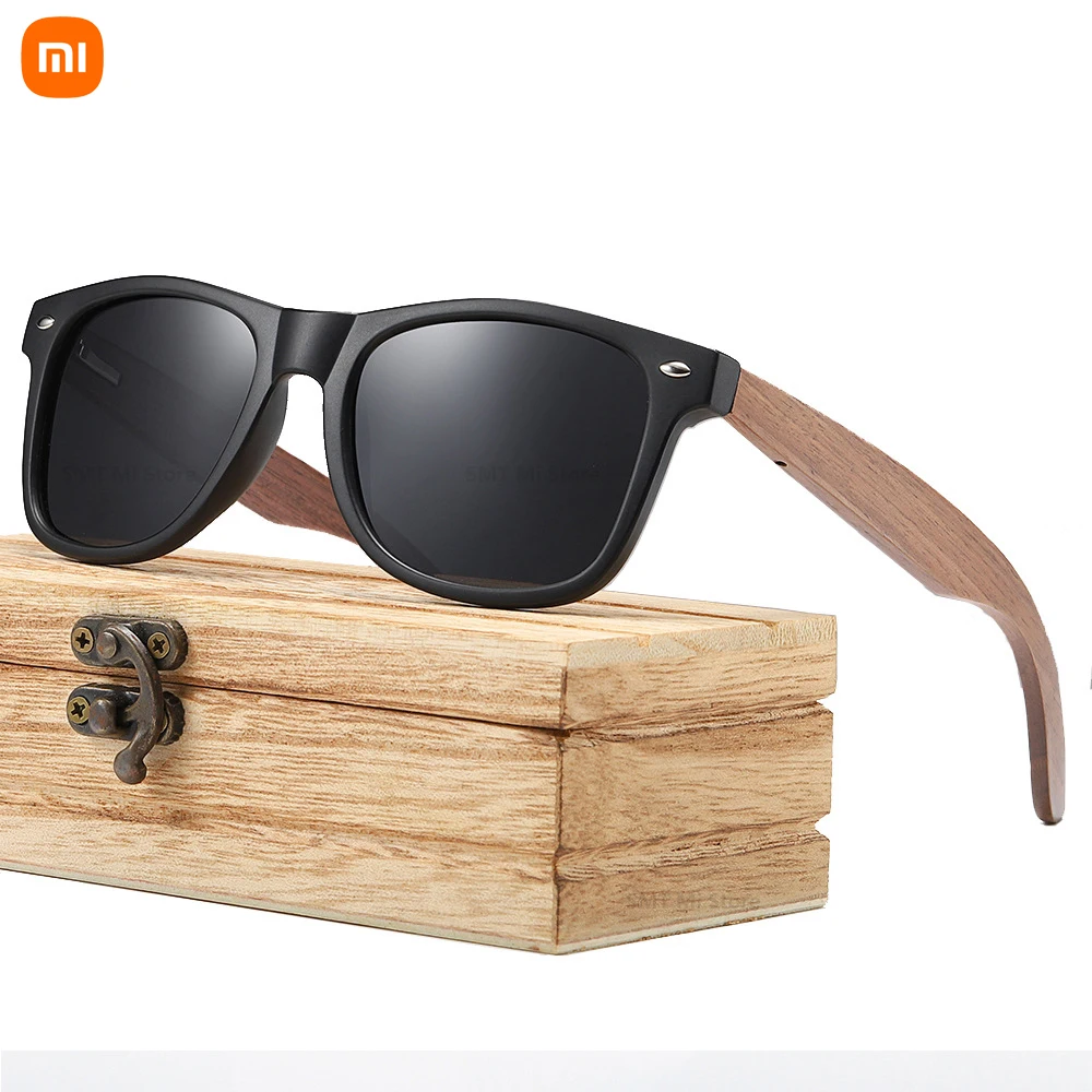 Xiaomi Youpin Retro Women's Glasses New Brand Designer Sunglasses Men Vintage Aluminum+Wood Sun Glasses for Men with Wood Case