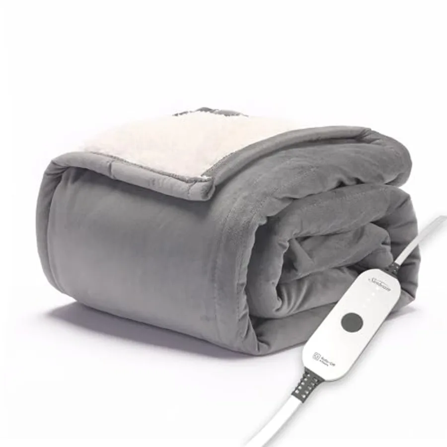 

Electric Throw Soft Warm Flannel Heated Blanket 4 Heat Settings 4-Hour Auto Shut-Off Fast Heating Comfy and Cozy Grey Color 50"
