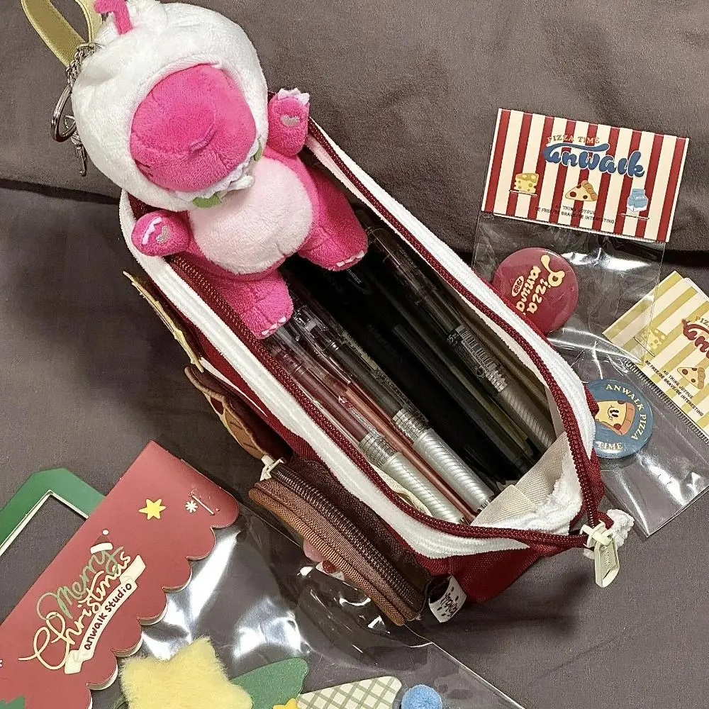 

Storage Bag Large Capacity Solid Color Pencil Case Casual Portable Canvas Pencil Bag Simple Fashion Zipper Stationery Bag Lady