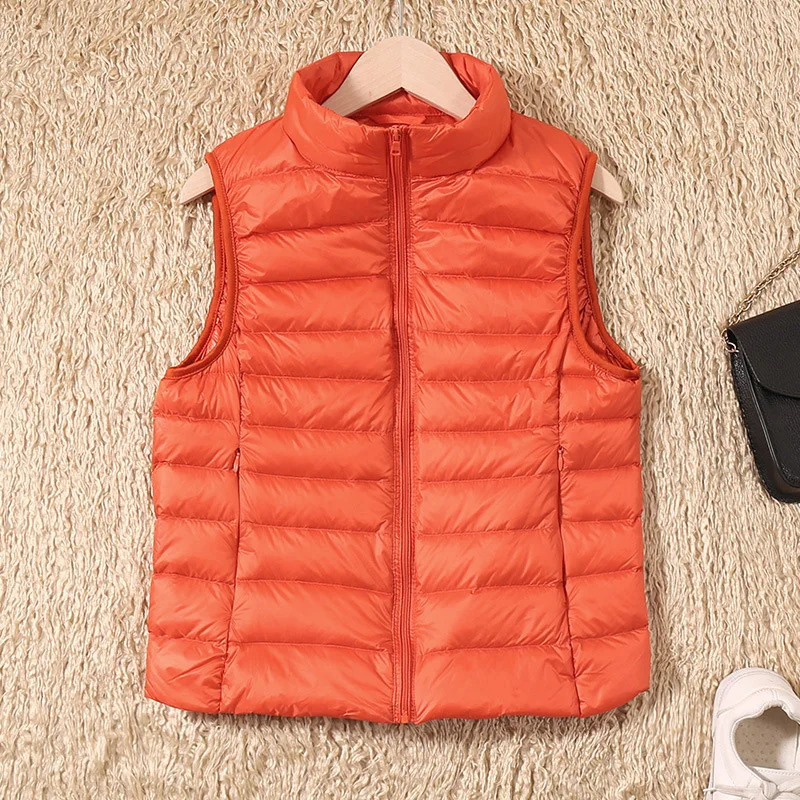 New Women Sleeveless Women\'s Ultra Light Down Vests Slim Jacket Girl Gilet Plus Lightweight Windproof Warm Waistcoat Portable