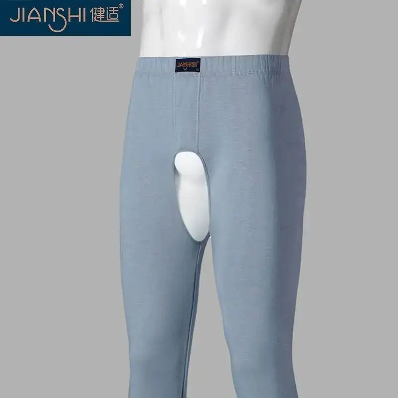 Autumn Winter Open Crotch No Velvet Sexy Leggings Men Plus Size Tight Sexy Elastic Home Pants