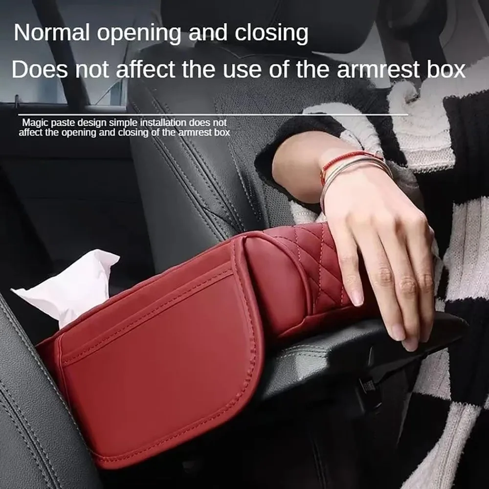 PU Leather Car Armrest Mat Tissue Boxes Armrest Box Memory Foam Car Central Armrest Pad Height Pad Multifunctional