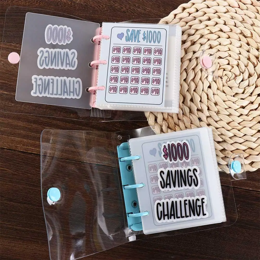 สมุดบันทึกออมเงินกันน้ำ ราคา 1,000 ดอลลาร์ พร้อมซองใส่เงินแบบปิดผนึกด้วยกระดุม PVC สมุดบันทึกออมเงินแบบพกพา ทนทาน สมุดบันทึกงบประมาณขนาดเล็ก