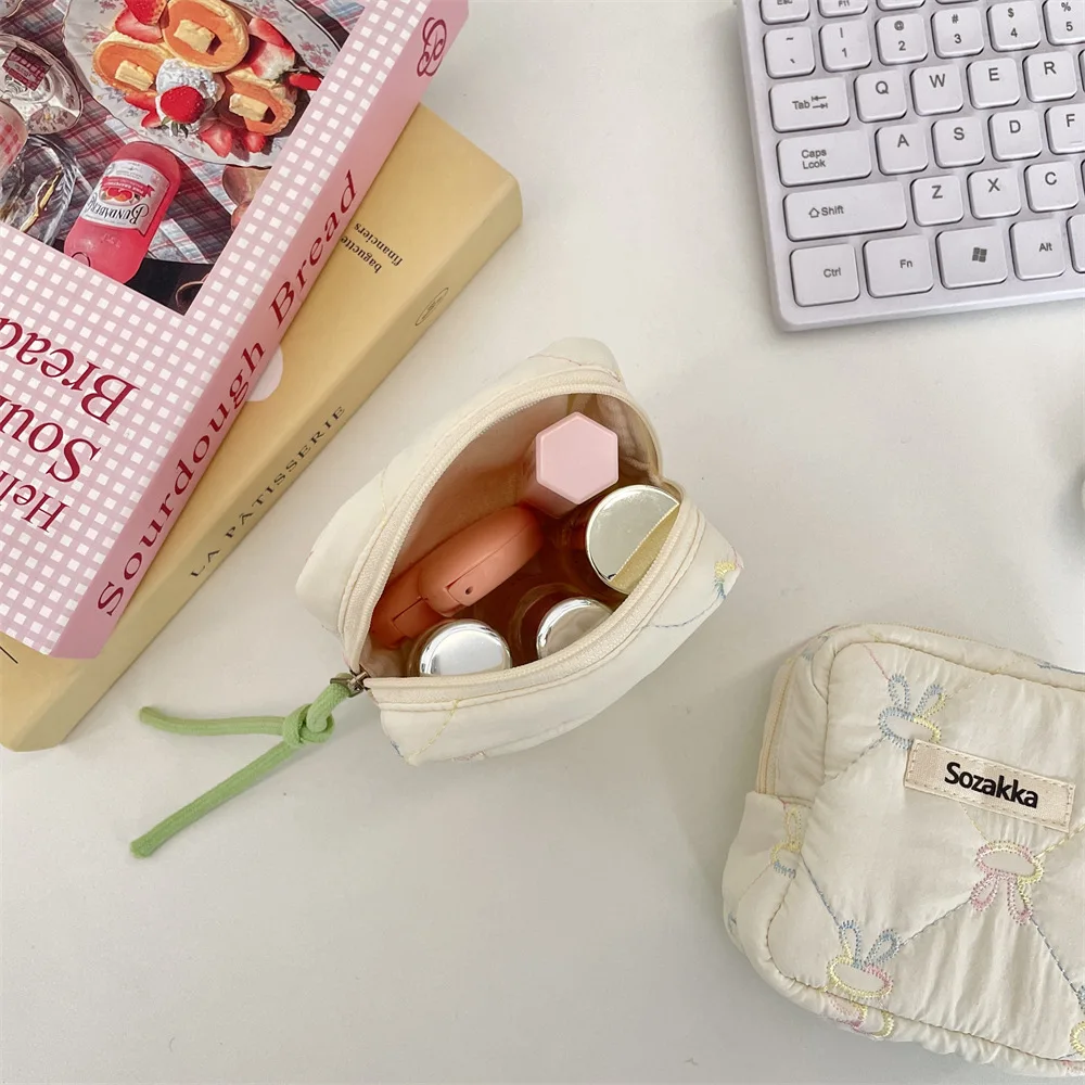 Quilted Cotton Sanitary Makeup Storage Bag Mini Lipstick Cosmetic Case Soft Portable Menstrual Sanitary Napkin Storage Bag
