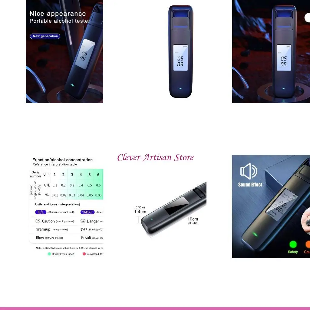 

E06B Высокоточный тестер алкоголя USB перезаряжаемое портативное устройство для обнаружения алкоголя