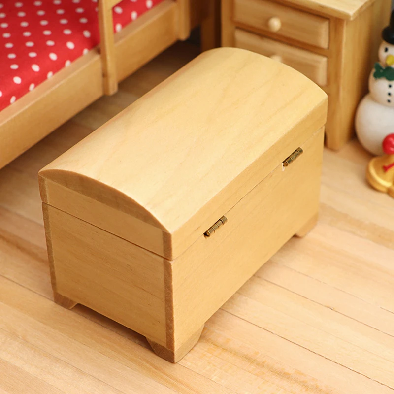 1:12 Miniature Treasure Chest custodia in legno Vintage soggiorno camera da letto mobili casa delle bambole accessori decorazione