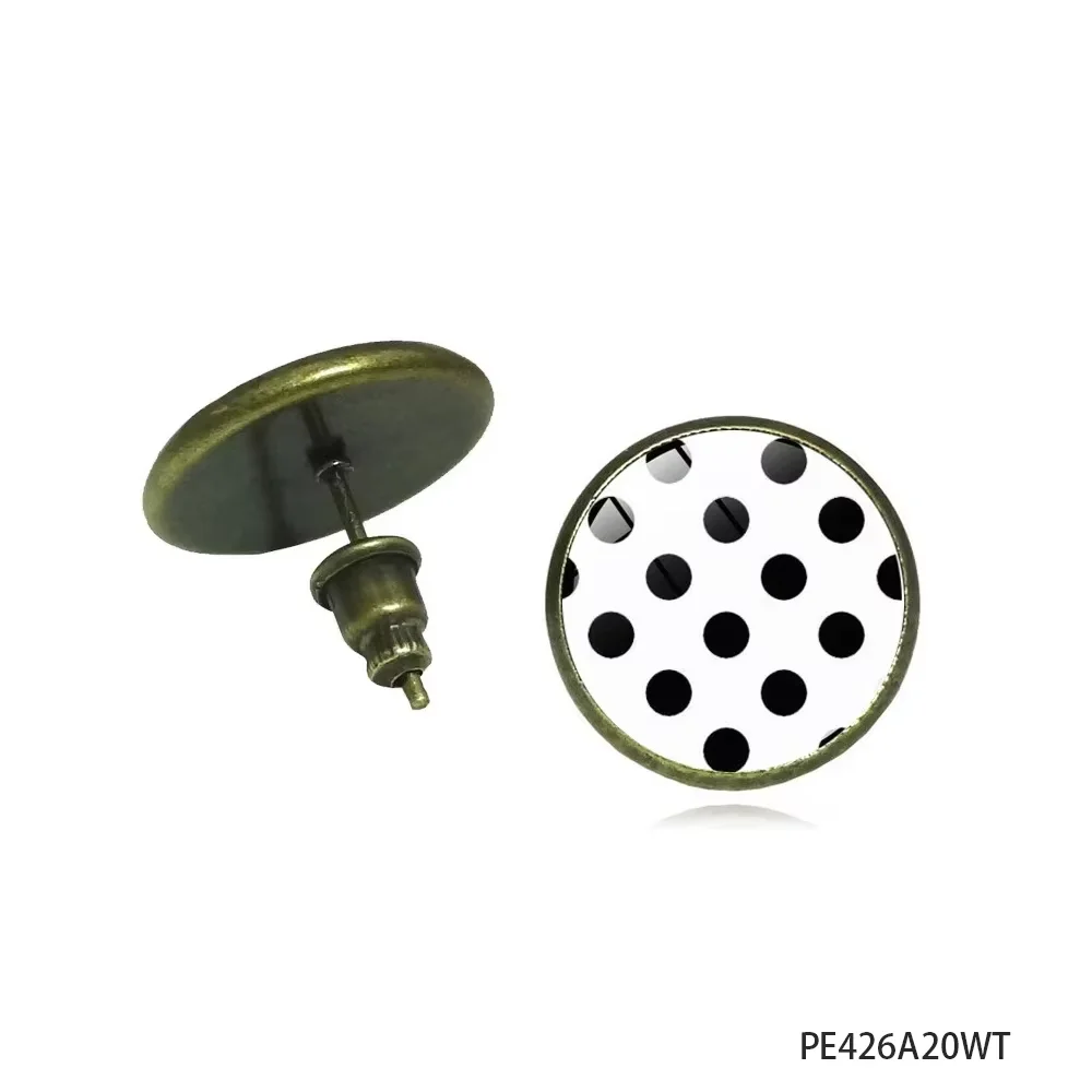 PESENAR 1950s نمط أسود أبيض البولكا نقطة وأقراط ل ريترو خمر زي حزب التبعي