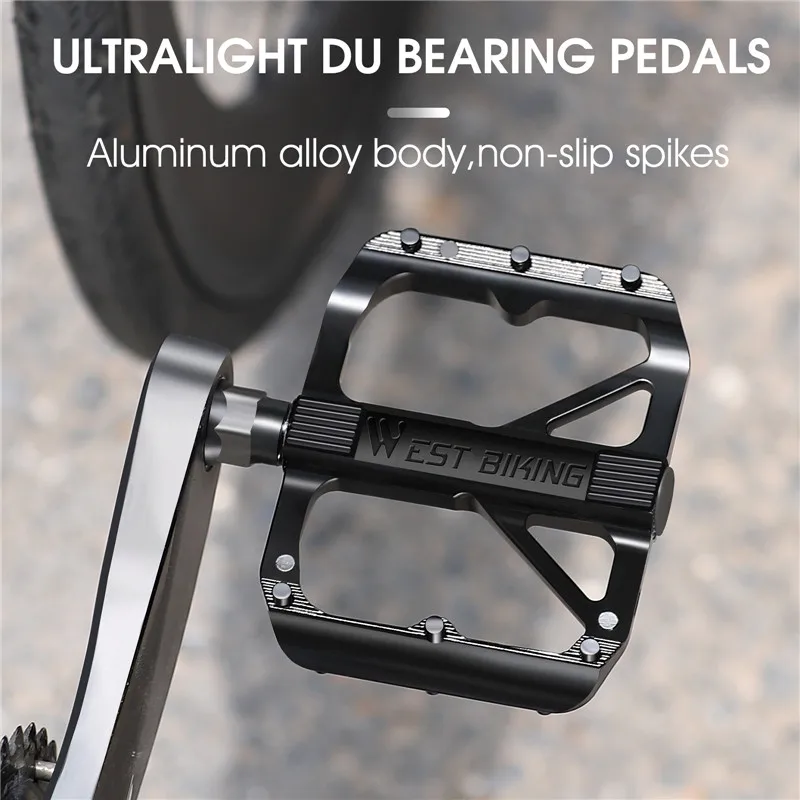 WEST BIKING Bicycle PU Bearing Aluminum Alloy Pedal Ultralight Anti-Slip MTB Road Bike Foot Pedals Save Effort Cycling Parts