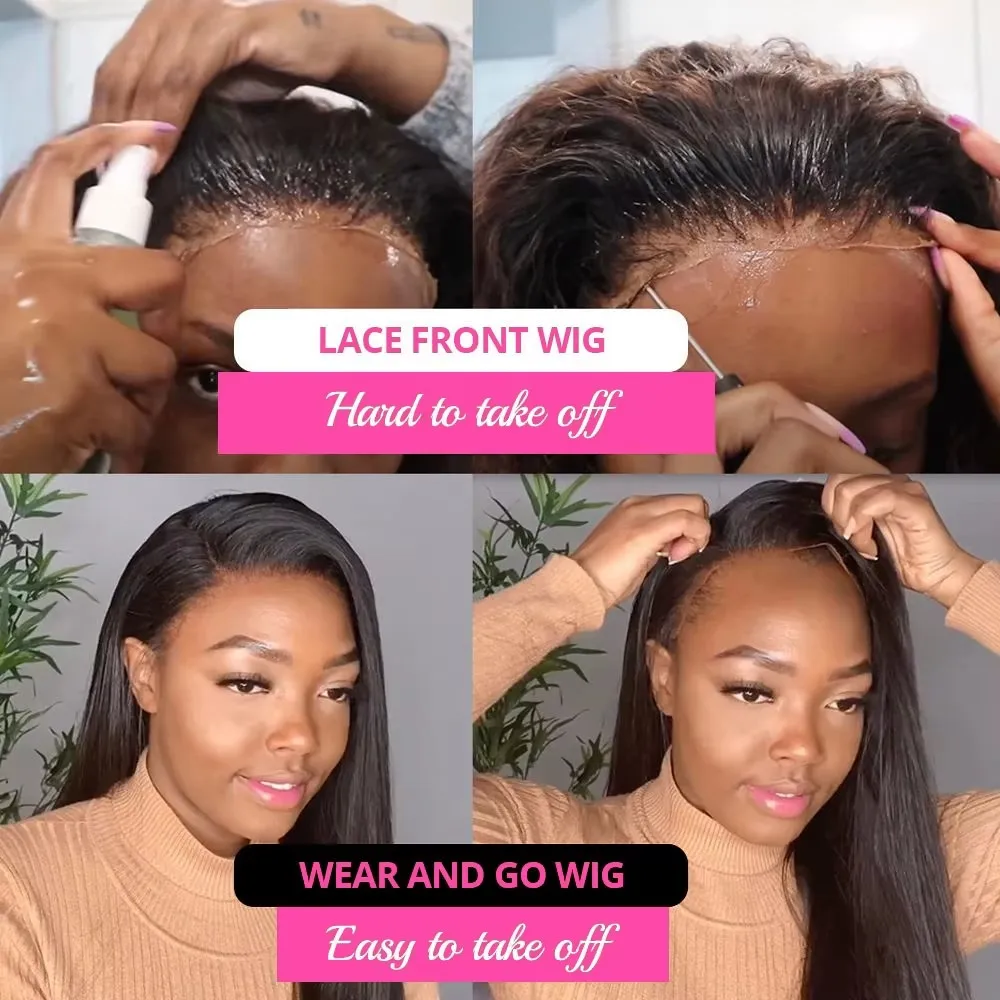 40 Inch Pre Cut Bone Straight Glueless Wigs Human Hair 5x5 Ready To Wear Brazilian Straight Lace Front Wig For Women Pre Plucked