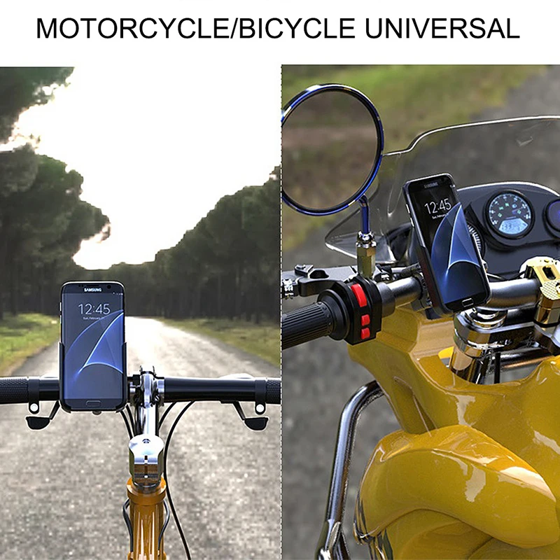 

360 Degree Universal Metal Bike Motorcycle Motorbike Mirror Handlebar Smart Phone Holder Stand Mount For IPhone Xiaomi