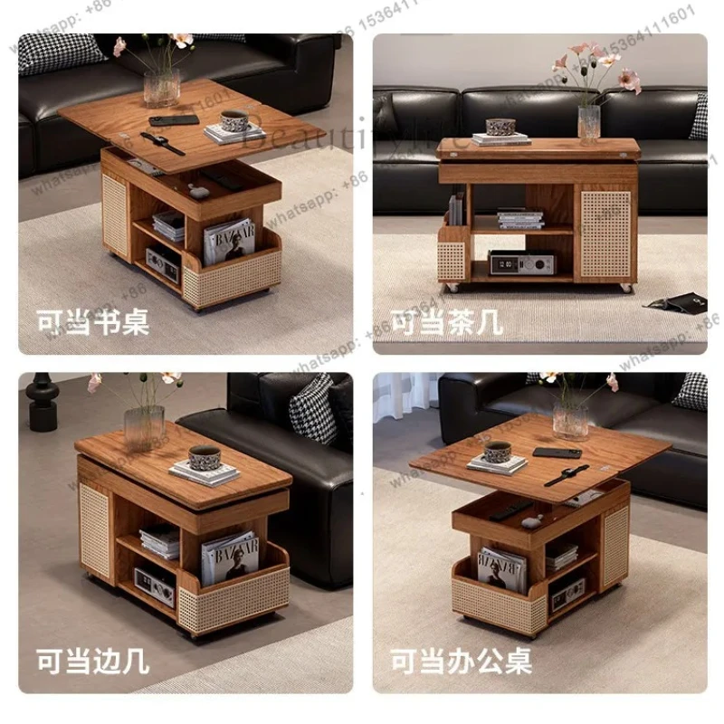 xx 2026 new mobile coffee table with wheels small household living room folding lift sofa side table