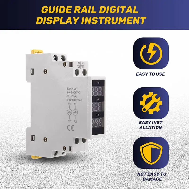 Strumento con display digitale su binario di guida Misuratore trifase monofase di tensione e corrente Hertz Mini modulo CA BAVZ-3R