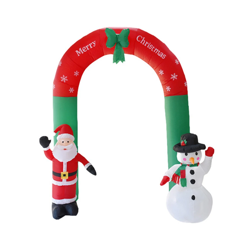 Christmas Decoration 2.4m Inflatable Christmas Arch Santa Claus Snowman Christmas Door Toys Garden Party House Decoration 2.4m