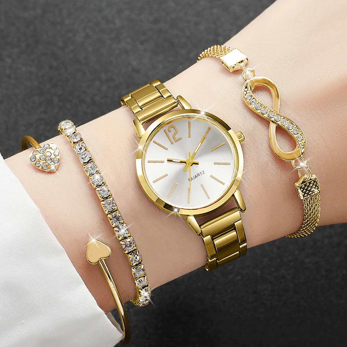 

4/6PCS Fashion Women Watches Bracelets Set Simple Dial Ladies Quartz Watch Reloj Mujer Girls Clock Gift