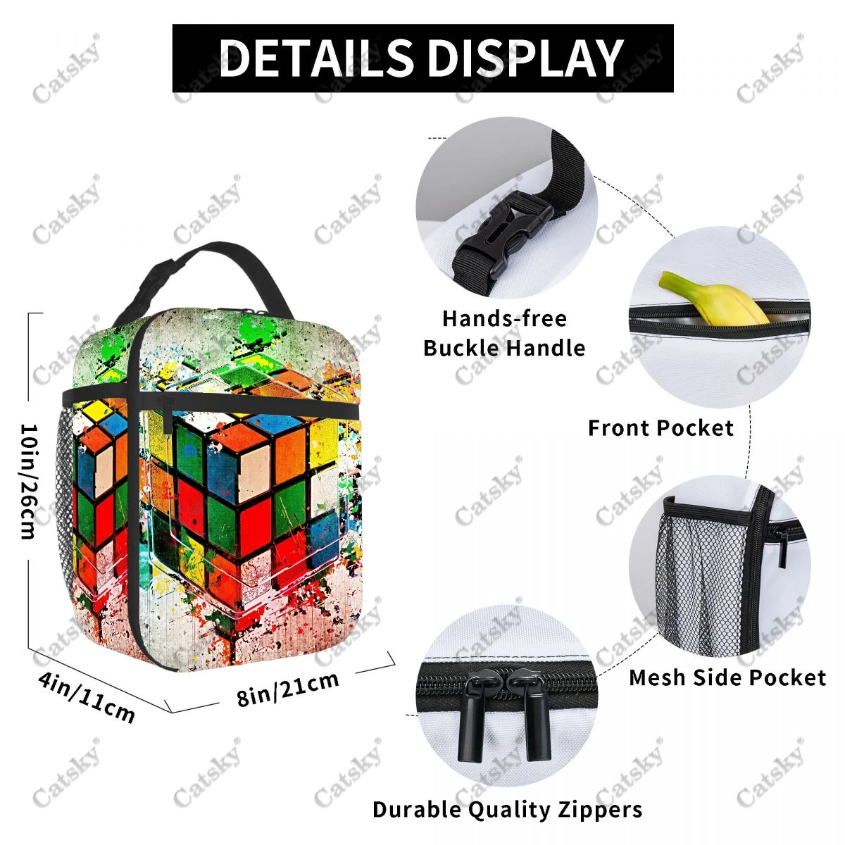 Folha de alumínio portátil isolado lancheira, Matemática Rubiks Rubix Cube, Espessamento Isolado Tote Bag, À prova d\'água