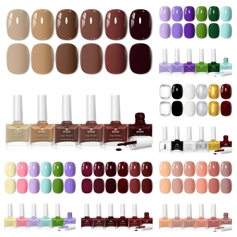 6 قطعة/المجموعة 15 مللي الأحمر الأسود الزجاج زجاجة هلام مسمار مجموعة طلاء الأظافر NoWipe أعلى نقع قبالة UV LED مسمار ورنيش بريق اللون ملصقات الأظافر البولندية #1