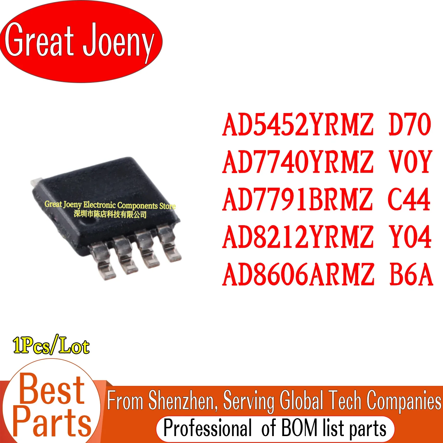 

AD5452YRMZ D70 AD7740YRMZ V0Y AD7791BRMZ C44 AD8212YRMZ Y04 AD8606ARMZ B6A AD5452 AD7740 AD7791 AD8212 AD8606 IC Bulk Best Price