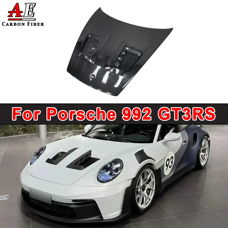 

Передний бампер из углеродного волокна, капот двигателя для Porsche 992 GT3RS, вентиляционная панель, крышка капота, комплект кузова, автомобильные аксессуары