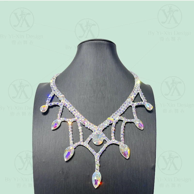 맞춤형 밸리 댄스 공연 경쟁 목걸이 무대 액세서리 전체 다이아몬드 목걸이 이국적인 댄스웨어