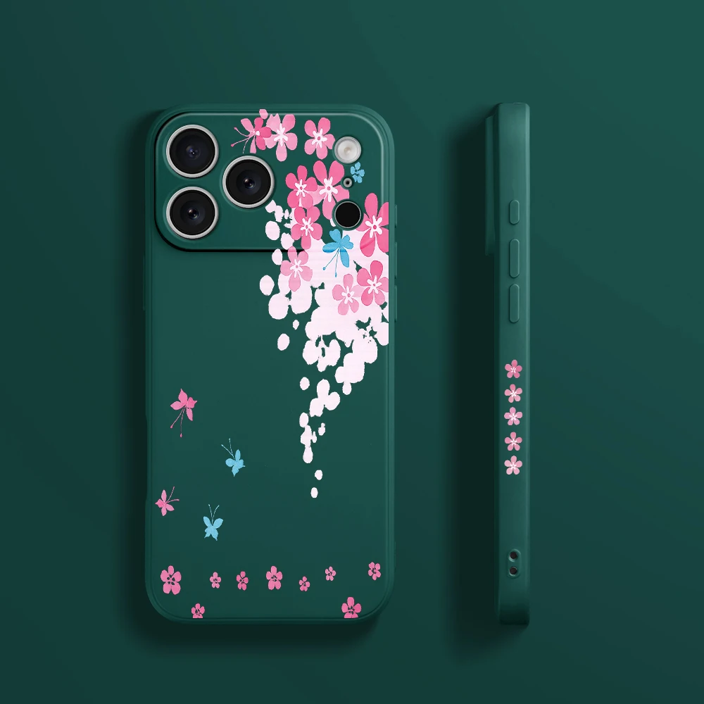 رومانسية زهر الكرز غطاء من البولي يوريثان كوكه آيفون 17 برو ماكس 17 الهواء 16 15 14 13 12 11 برو ماكس XS Max7 8 Plus 16e 16 Plus