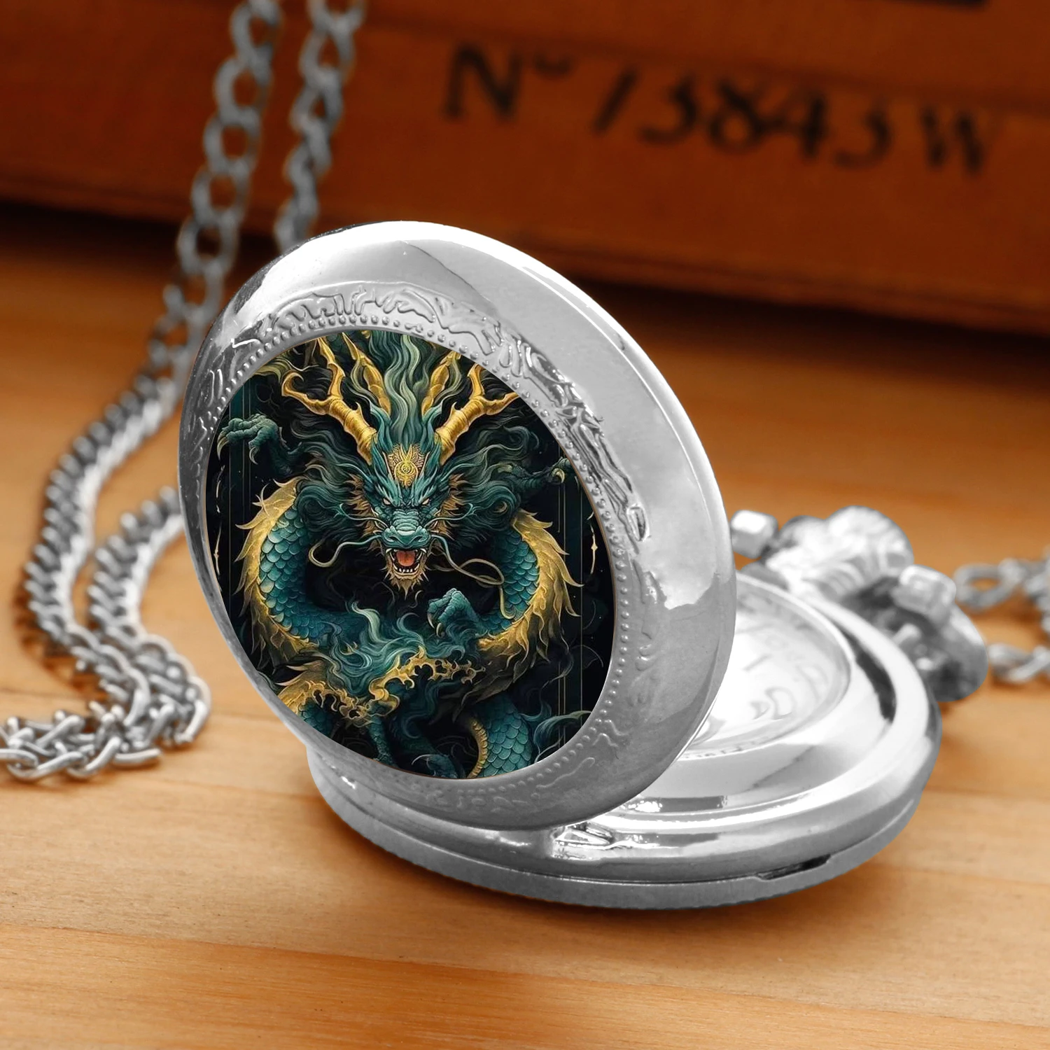 Cool Dragon-reloj de bolsillo de cuarzo Vintage para hombre y mujer, colgante de Collar de plata, cadena de reloj, relojes de bolsillo para niños, regalo, Dropshipping