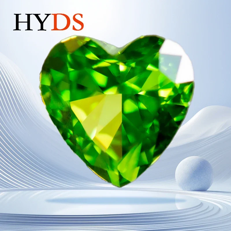 

Cubic Zirconia Fancy Green Color Crushed Ice Cut Heart Shape Charms Beads for DIY Jewelry Making Rings Materials No Certificate