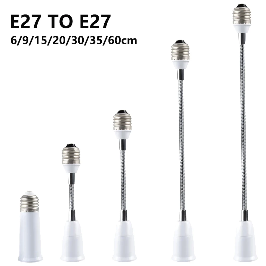 Flexible E27 to E27 Bulb Socket Extender E27 Lamp Rotating Base Lamp Holder 6/9/15/20/30/35/60cm Extension Converter 110V 220V