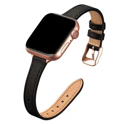 Slim Strap for Apple watch band 44mm 45mm 49mm 42mm 41mm Soft Leather Wrsitband bracelet correa iWatch series 8 7 SE 5 4 6 ultra