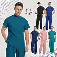 Conjunto médico de laboratorio para hombre, venta al por mayor, clínica, Hospital, médico, monos con cuello en V, pantalones superiores, exfoliante de enfermería, ropa de enfermera de farmacia