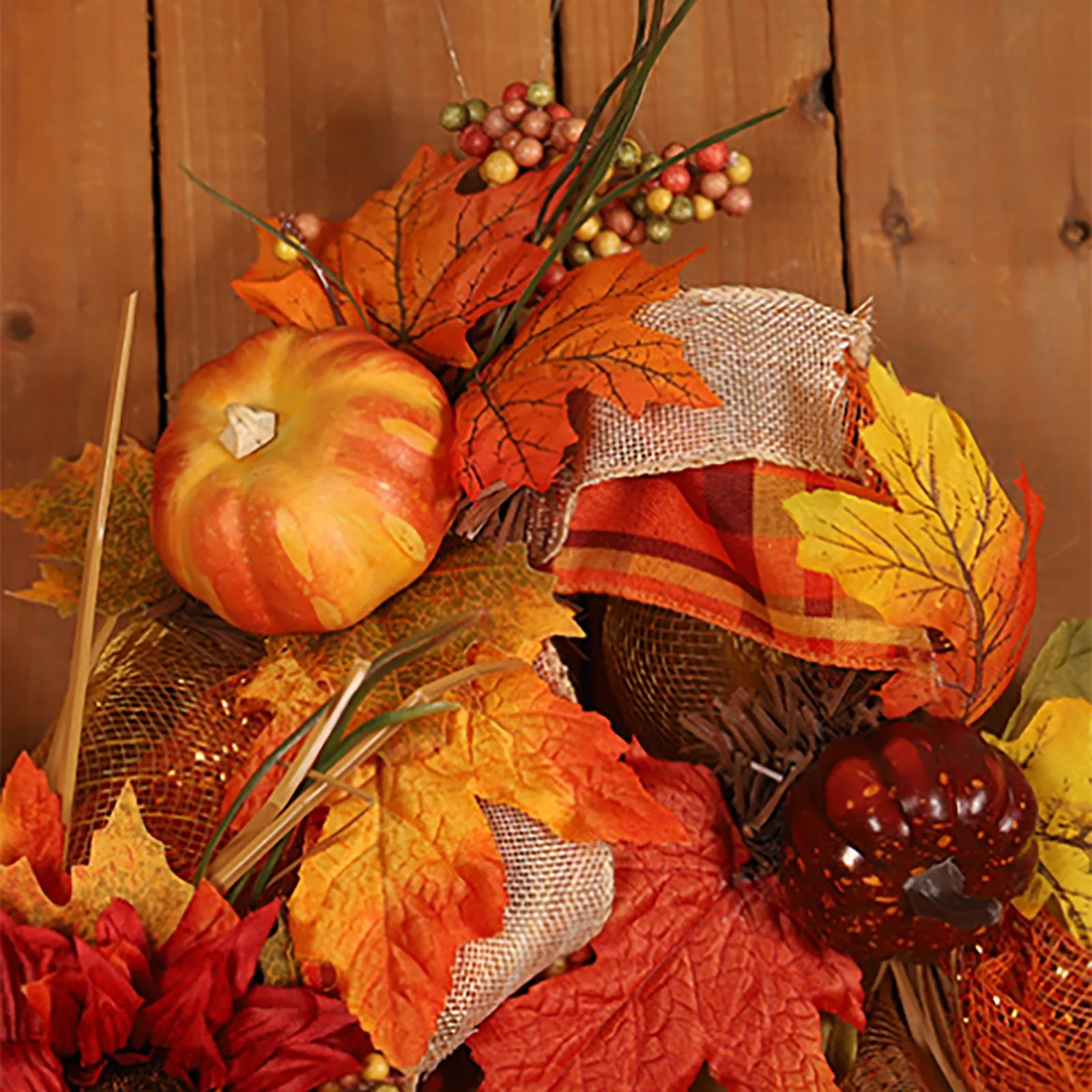 

Fall Wreaths For Front Door Autumn Wreath With Berry Pumpkin Maple Leaves Halloween Thanksgiving Harvest Festival Decoration