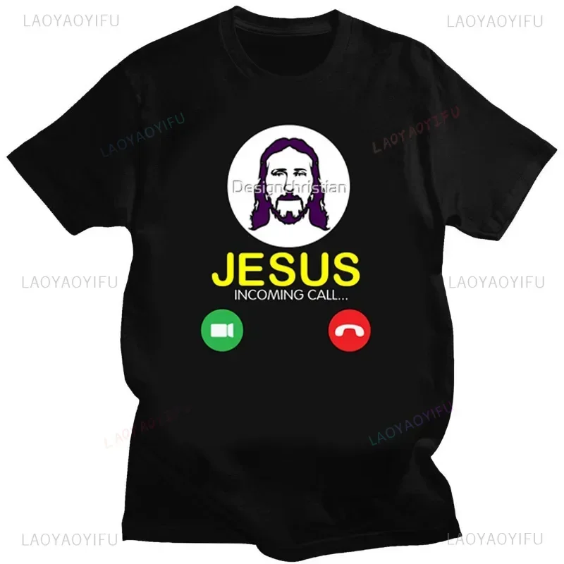 Men Clothing Moshi Moshi Jesus Desu T-shirt Summer Graphic Tshirts Short-sleev Woman T-shirts Jesus Calling Classic Ropa Hombre