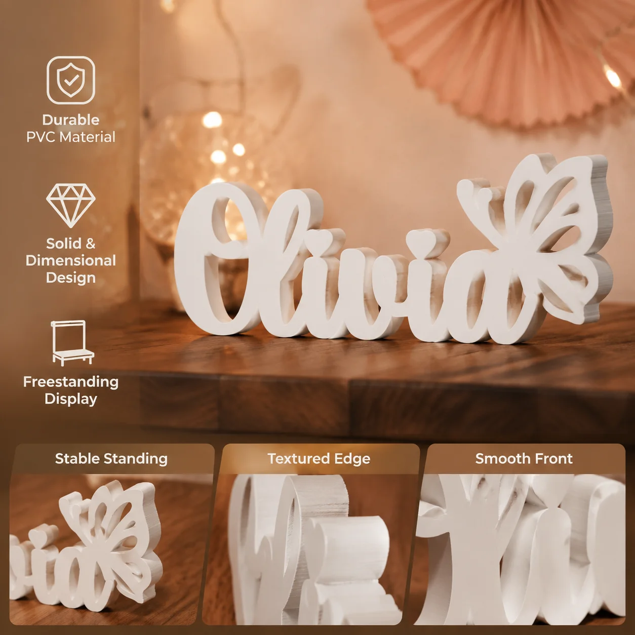 1pc personalized butterfly name tag ornament, custom content, 3D ornament, wall and desktop dual-use, holiday gift
