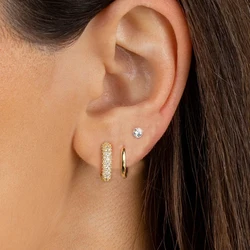 3PCS Vintage Stainless Steel Circle Round Earrings Set for Women Luxury Simple Huggie Hoop Earring Minimalist Jewerly aretes
