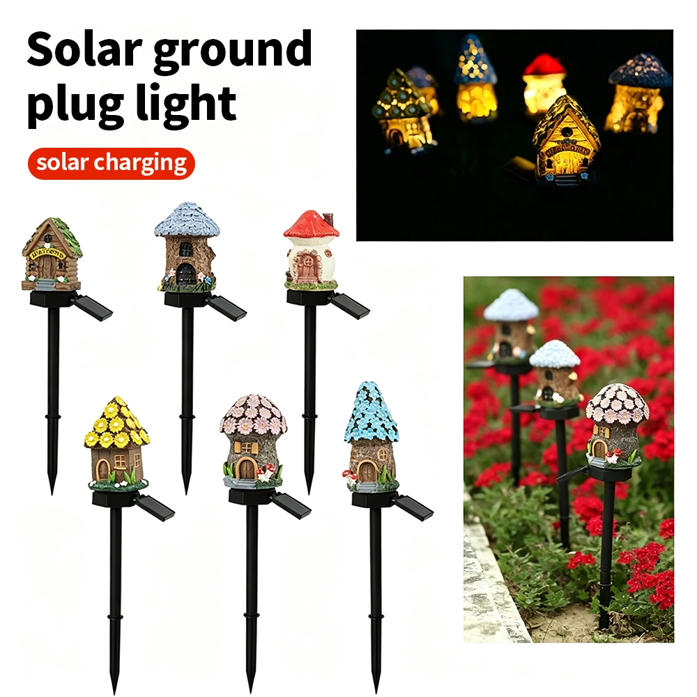 Solar Powered Fairy House Lawn Lamp Solar Led Light Outdoor Garden Waterproof Solar Lights, Christmas Decoration Lights