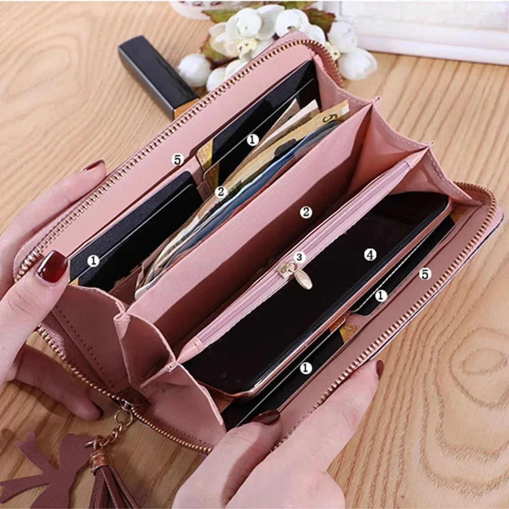 Fashion Women PU Leather Long Wallet Sequins Glitter Coin Purse Stylish Girls Wallets Gifts Wholesale