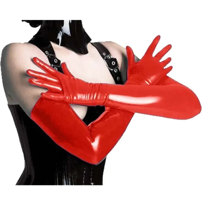 Sexy Lacquer Leather Long Tube Gloves Sexy Lingerie Accessories Fashion Women's Steel Tube Dance Gloves Women's Winter Gloves