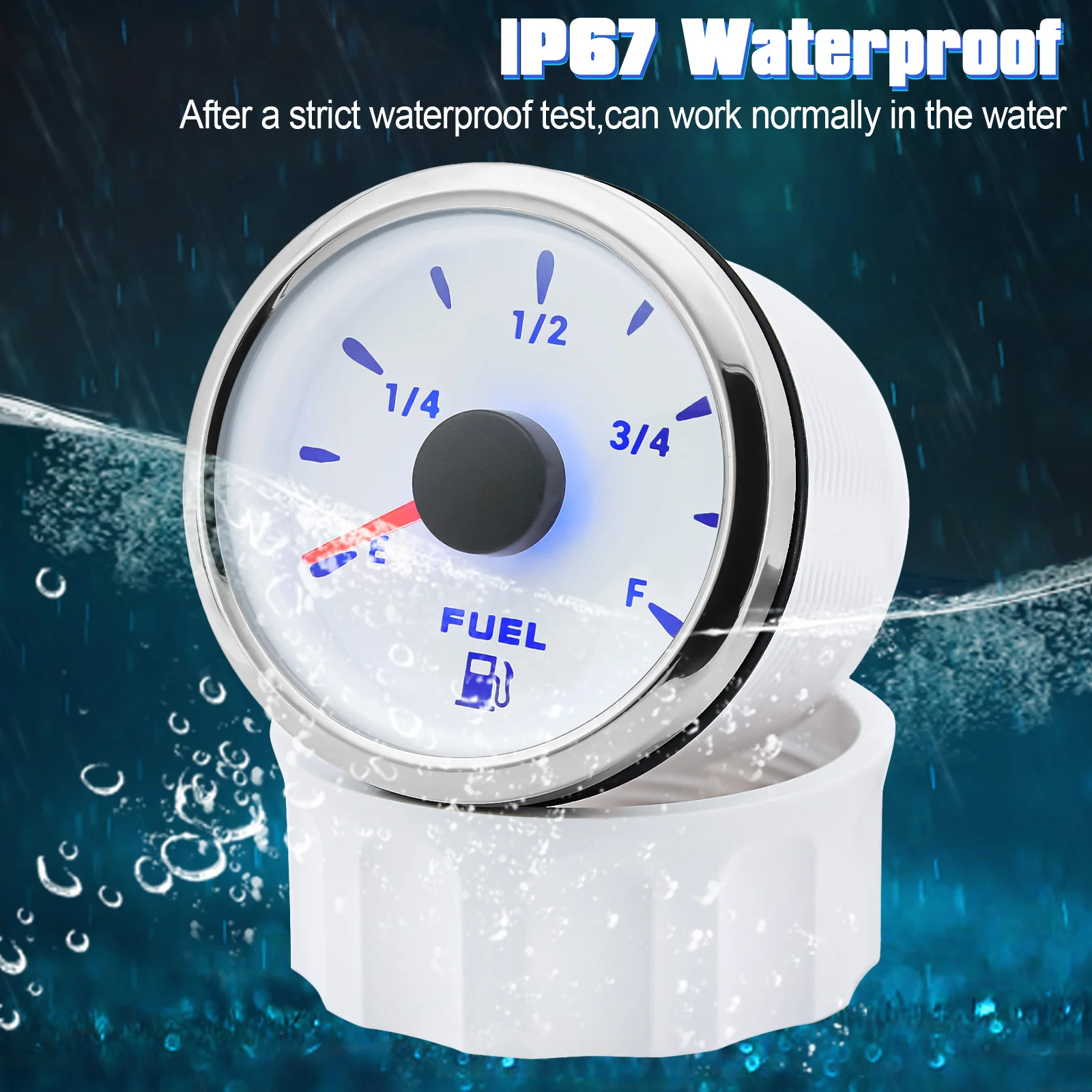 Universal Gasolin Fuel Meter for Car 12v 52MM Gauge Indicator 0-190ohm Stainless Steel Fuel Level sensor with 7colors Backlight