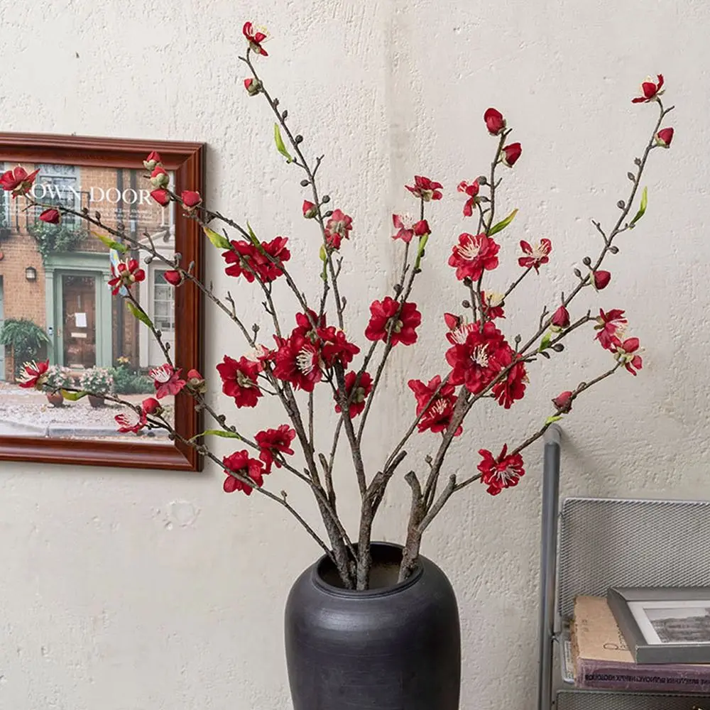 

DIY Vase Decor 79cm Artificial Peach Blossom Branch Plastic Elegant Silk Plum Blossom Real Touch Fake Flower Living Room Desktop