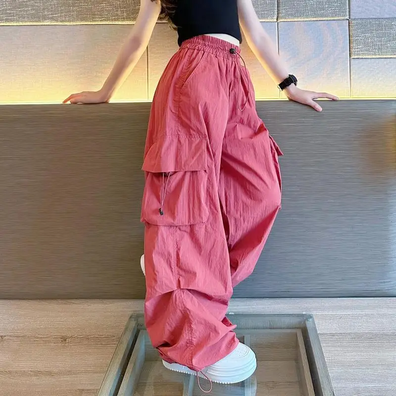 Pantalones Joggers de Hip Hop para niños de 5 a 14 años, pantalones Cargo para niñas, Pantalones rectos para adolescentes, ropa de calle informal