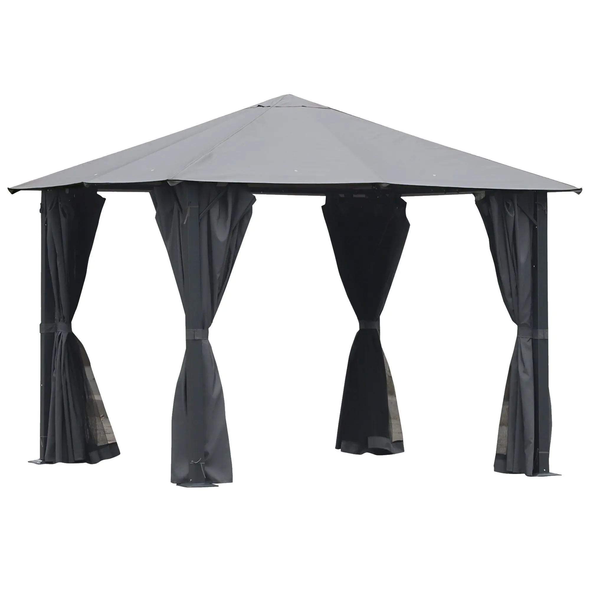 

For Outsunny 10'x10' Covered Gazebo, Outdoor Patio Gazebo with Mesh Sidewalls and Privacy Curtains, Canopy Pergolas in Black