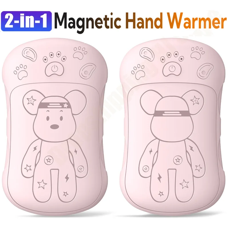 磁気ハンドウォーマー 2 パック電気ハンドウォーマー電源銀行 6000mAh ポータブル両面安全充電式加熱冬 2025