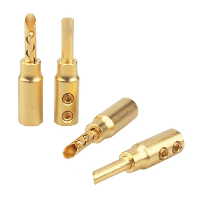 -[A51I Digital]Sand-Plated Gold Banana Plug For Hifi Speakers Pure Copper Audio Wire Terminal Connector For Amplifier Cable