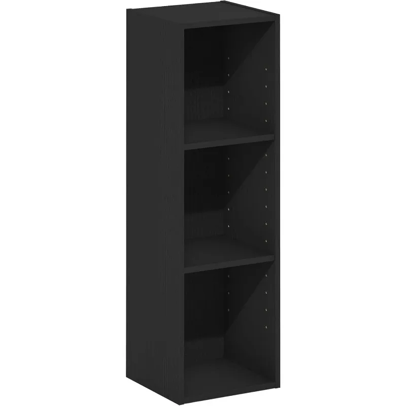 Fulda 3-Tier Space Saving Storage Shelf Bookcase, 10-Inch Width, Blackwood